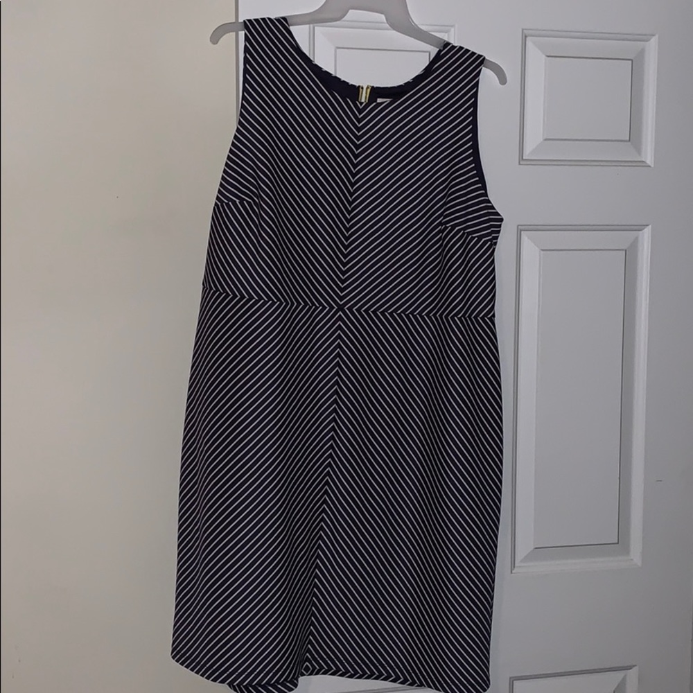 Pinstriped Blue and White Dress